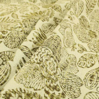 Floral Detailed Pattern In Green Colour Chenille Jacquard Furniture Fabric JO-820