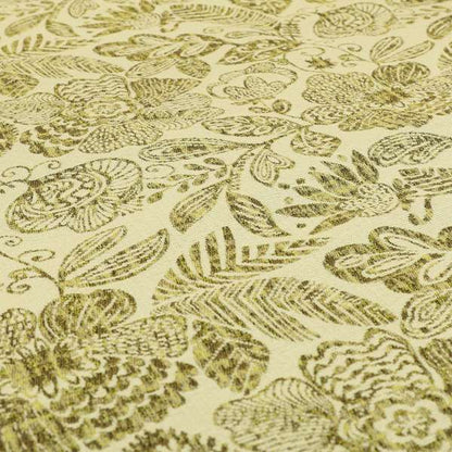 Floral Detailed Pattern In Green Colour Chenille Jacquard Furniture Fabric JO-820 - Made To Measure Curtains