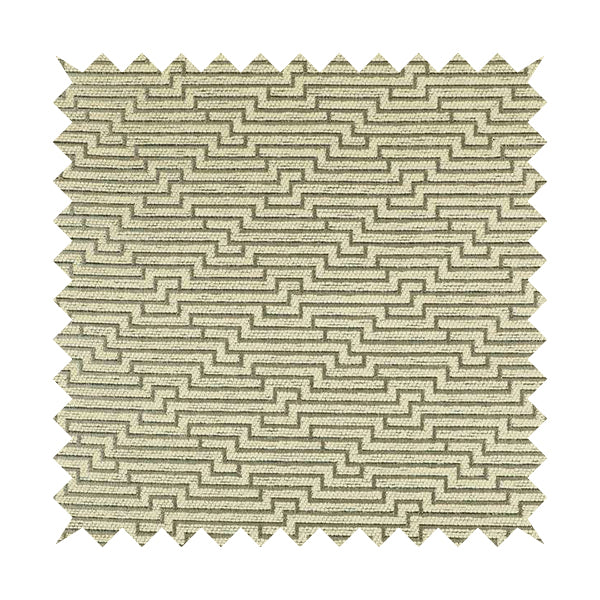 Cream Silver Shiny Striped 3D Geometric Pattern Soft Chenille Upholstery Fabric JO-821 - Roman Blinds