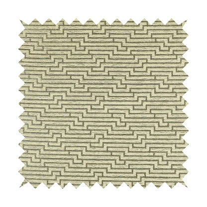 Cream Silver Shiny Striped 3D Geometric Pattern Soft Chenille Upholstery Fabric JO-821 - Made To Measure Curtains