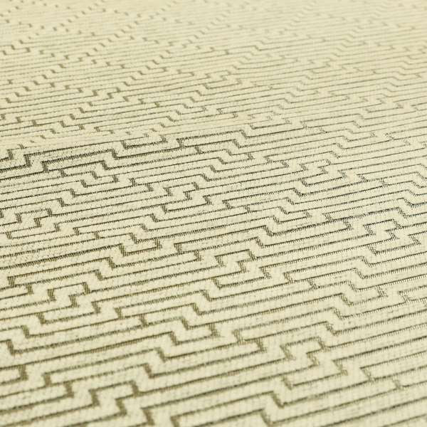 Cream Silver Shiny Striped 3D Geometric Pattern Soft Chenille Upholstery Fabric JO-821