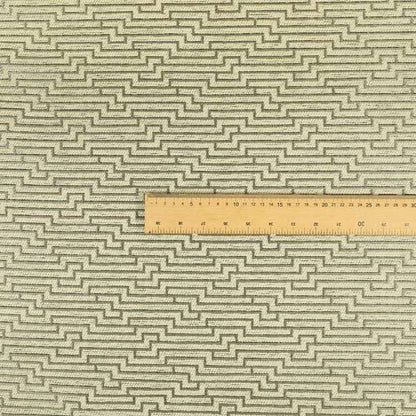 Cream Silver Shiny Striped 3D Geometric Pattern Soft Chenille Upholstery Fabric JO-821 - Made To Measure Curtains