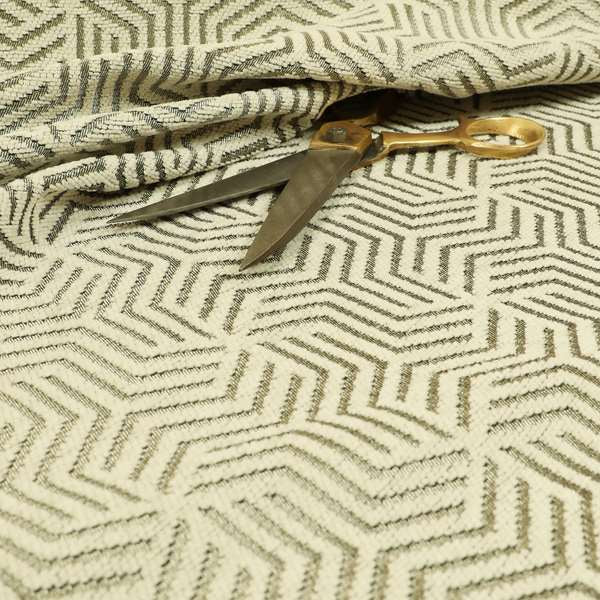 Cream Silver Shiny Geometric Modern Pattern Soft Chenille Upholstery Fabric JO-822 - Roman Blinds