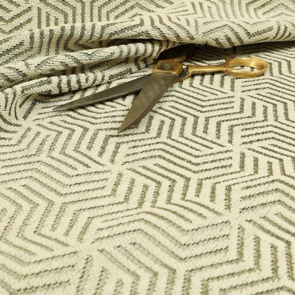 Cream Silver Shiny Geometric Modern Pattern Soft Chenille Upholstery Fabric JO-822 - Made To Measure Curtains