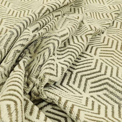 Cream Silver Shiny Geometric Modern Pattern Soft Chenille Upholstery Fabric JO-822 - Roman Blinds