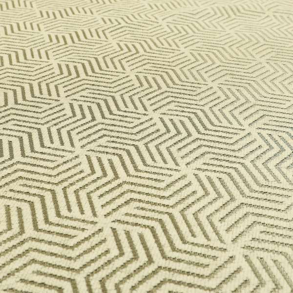 Cream Silver Shiny Geometric Modern Pattern Soft Chenille Upholstery Fabric JO-822 - Roman Blinds