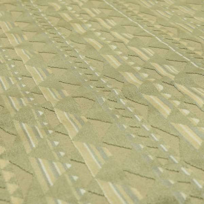 Le Triangle Pattern In Green Brown Colour Velvet Upholstery Fabric JO-823 - Made To Measure Curtains