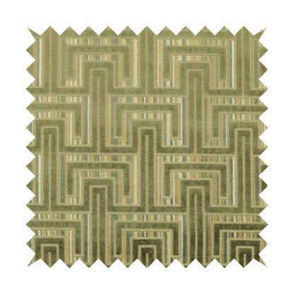 Maze Modern Pattern In Green Brown Colour Velvet Upholstery Fabric JO-824 - Roman Blinds