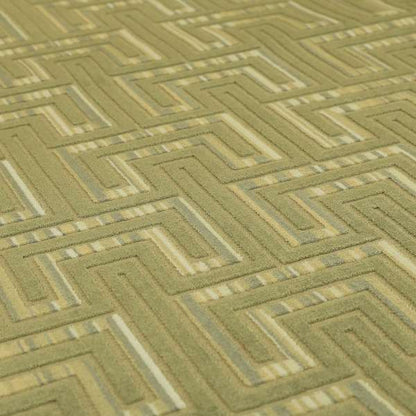 Maze Modern Pattern In Green Brown Colour Velvet Upholstery Fabric JO-824 - Roman Blinds