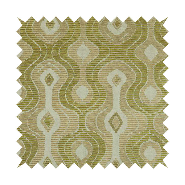 Geometric Pattern Green Colour Chenille Upholstery Fabric JO-827 - Roman Blinds