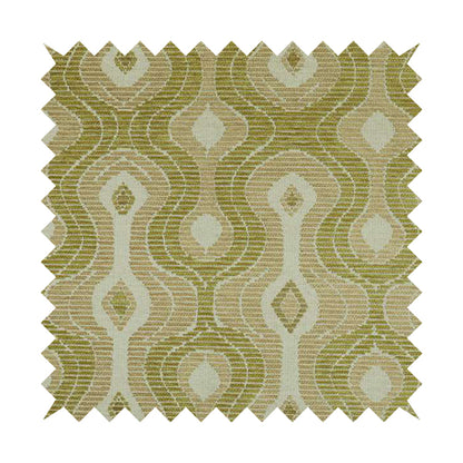 Geometric Pattern Green Colour Chenille Upholstery Fabric JO-827