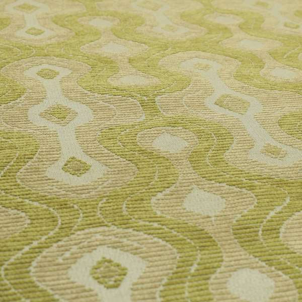 Geometric Pattern Green Colour Chenille Upholstery Fabric JO-827 - Made To Measure Curtains