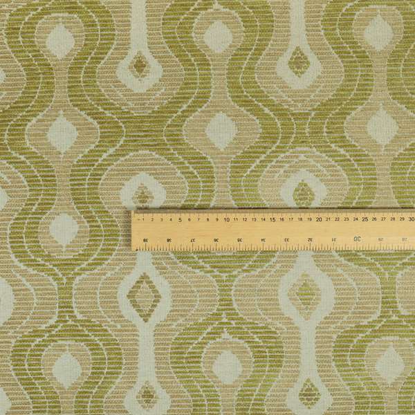 Geometric Pattern Green Colour Chenille Upholstery Fabric JO-827 - Roman Blinds