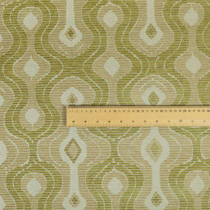 Geometric Pattern Green Colour Chenille Upholstery Fabric JO-827 - Made To Measure Curtains