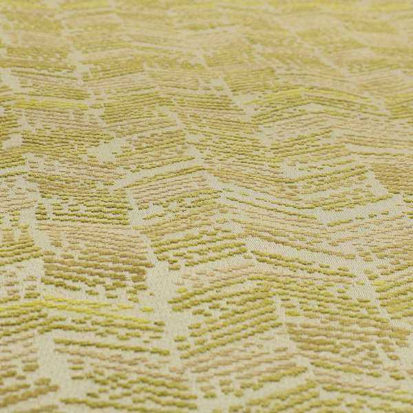 Geometric Wave Stripe Pattern Green Colour Chenille Upholstery Fabric JO-828 - Made To Measure Curtains