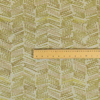 Geometric Wave Stripe Pattern Green Colour Chenille Upholstery Fabric JO-828 - Roman Blinds