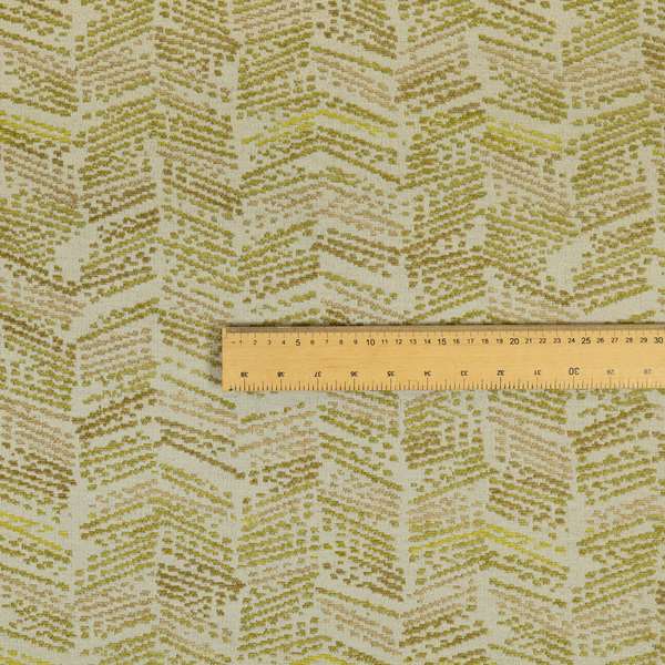 Geometric Wave Stripe Pattern Green Colour Chenille Upholstery Fabric JO-828 - Made To Measure Curtains