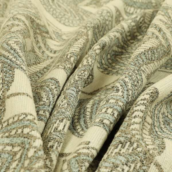 Floral Inside Details Pattern In Blue Colour Chenille Jacquard Furniture Fabric JO-829 - Made To Measure Curtains