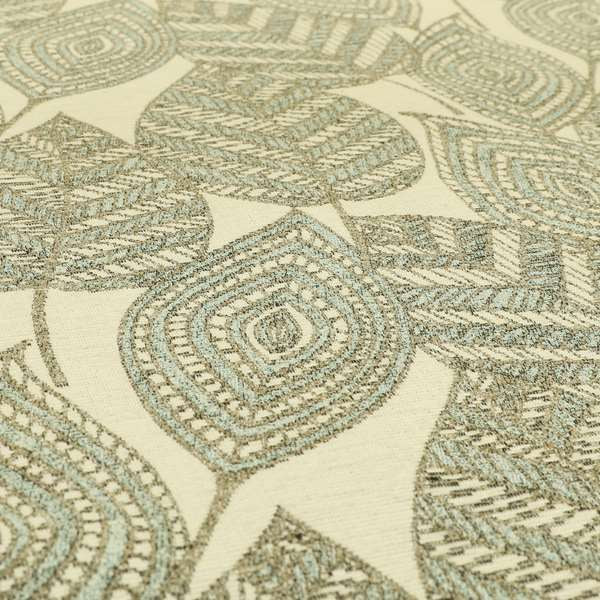 Floral Inside Details Pattern In Blue Colour Chenille Jacquard Furniture Fabric JO-829 - Roman Blinds