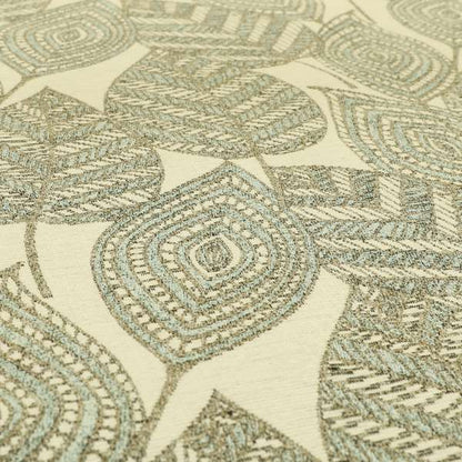 Floral Inside Details Pattern In Blue Colour Chenille Jacquard Furniture Fabric JO-829 - Made To Measure Curtains