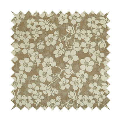 Saphira Cream Beige Small Floral Flower Design Woven Soft Chenille Upholstery Fabric JO-83 - Made To Measure Curtains