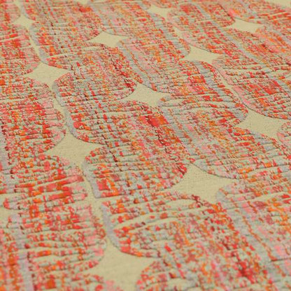 Modern Pattern In Grey Pink Red Colour Cut Velvet Upholstery Fabric JO-832