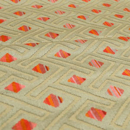 Grey Pink Red Hexagon Pattern Cut Velvet Upholstery Fabric JO-836 - Made To Measure Curtains