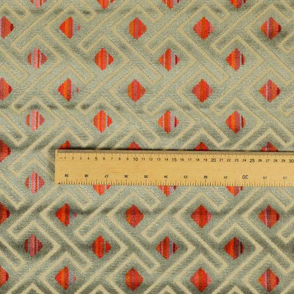 Grey Pink Red Hexagon Pattern Cut Velvet Upholstery Fabric JO-836 - Roman Blinds