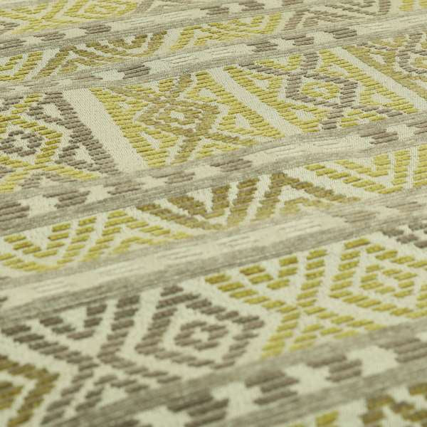 Tribal Aztec Pattern Grey Green Chenille Upholstery Fabric JO-837 - Made To Measure Curtains