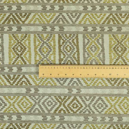 Tribal Aztec Pattern Grey Green Chenille Upholstery Fabric JO-837 - Made To Measure Curtains