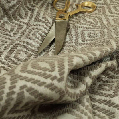 Geometric Diamond Modern Pattern In Grey Colour Chenille Upholstery Fabric JO-838 - Made To Measure Curtains