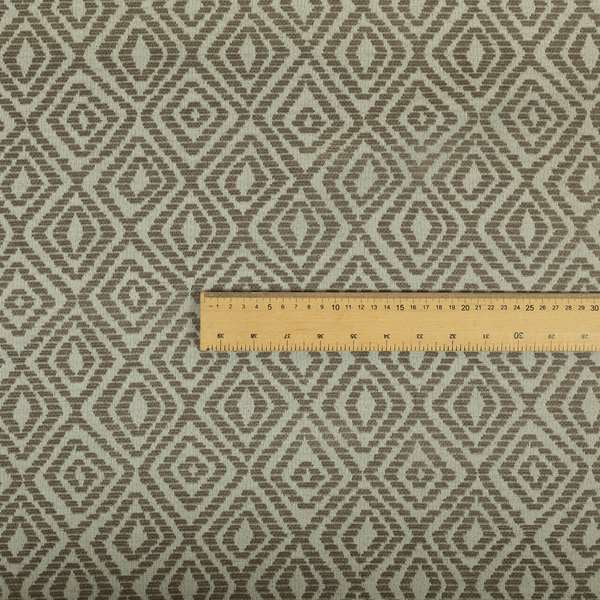 Geometric Diamond Modern Pattern In Grey Colour Chenille Upholstery Fabric JO-838 - Made To Measure Curtains