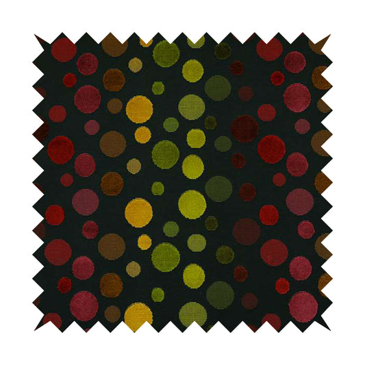 Spotted Geometric Pattern Black Background Multicolored Velvet Upholstery Fabric JO-841