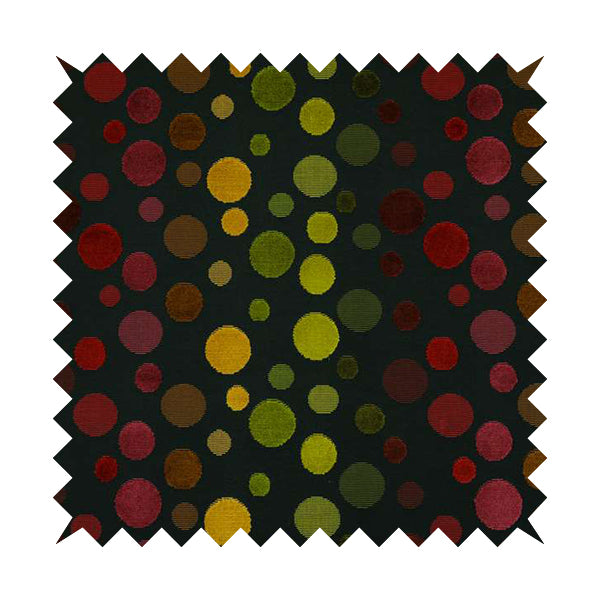 Spotted Geometric Pattern Black Background Multicolored Velvet Upholstery Fabric JO-841 - Made To Measure Curtains