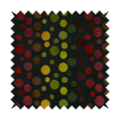 Spotted Geometric Pattern Black Background Multicolored Velvet Upholstery Fabric JO-841 - Made To Measure Curtains