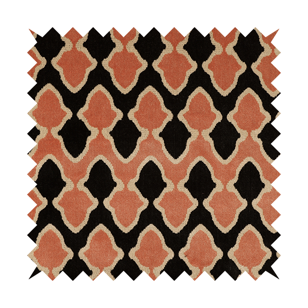 Pink Black Cream Colour Geometric Pattern Soft Velvet Upholstery Fabric JO-842 - Roman Blinds