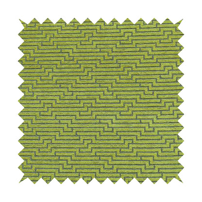 Green Silver Shiny Geometric Modern Pattern Soft Chenille Upholstery Fabric JO-846 - Made To Measure Curtains