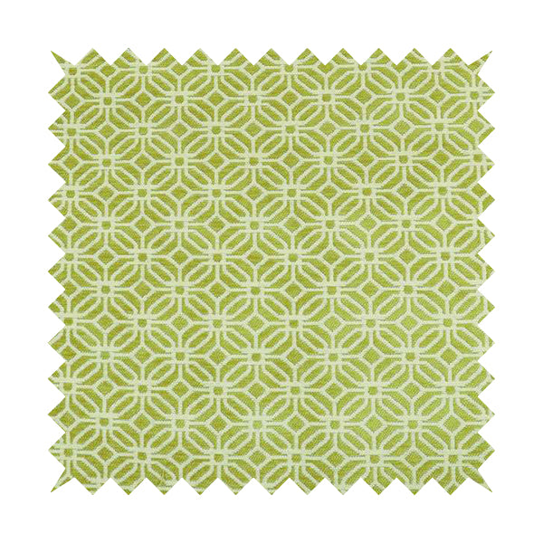 Green White Colour Square Medallion Patttern Chenille Upholstery Fabric JO-847 - Roman Blinds