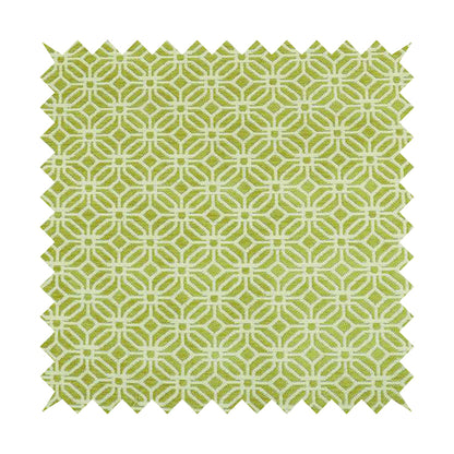 Green White Colour Square Medallion Patttern Chenille Upholstery Fabric JO-847 - Made To Measure Curtains