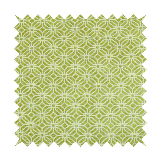 Green White Colour Square Medallion Patttern Chenille Upholstery Fabric JO-847