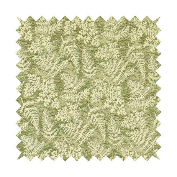 Rowan Leafs Floral Theme Green Colour Pattern Chenille Jacquard Fabric JO-849 - Roman Blinds