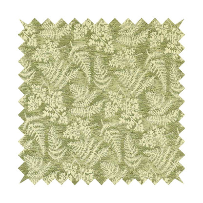 Rowan Leafs Floral Theme Green Colour Pattern Chenille Jacquard Fabric JO-849 - Made To Measure Curtains