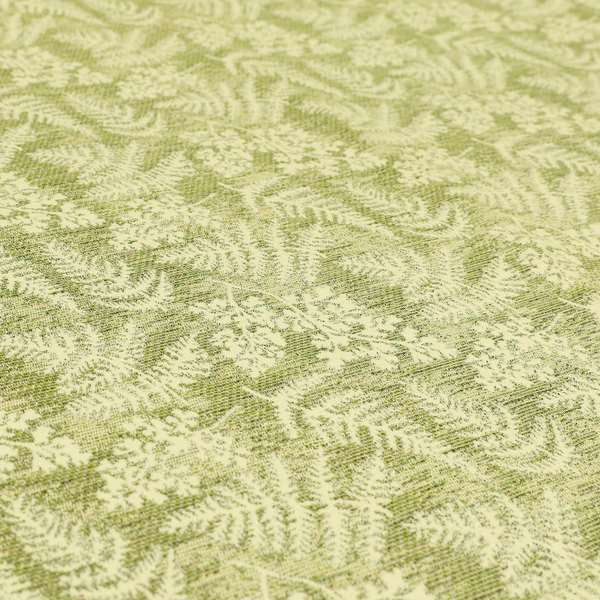 Rowan Leafs Floral Theme Green Colour Pattern Chenille Jacquard Fabric JO-849 - Made To Measure Curtains