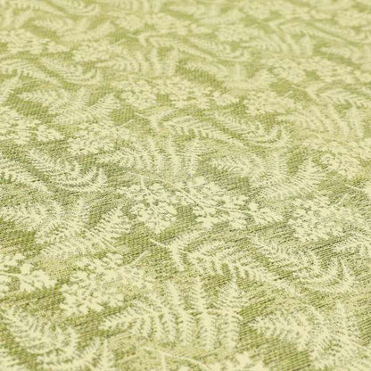 Rowan Leafs Floral Theme Green Colour Pattern Chenille Jacquard Fabric JO-849 - Made To Measure Curtains