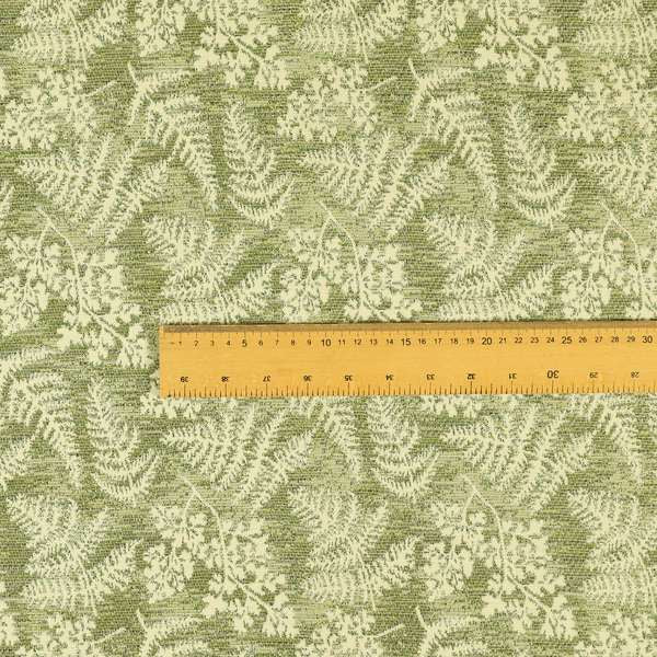 Rowan Leafs Floral Theme Green Colour Pattern Chenille Jacquard Fabric JO-849 - Roman Blinds