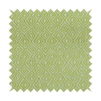 Geometric Diamond Modern Pattern In Green Colour Chenille Upholstery Fabric JO-853