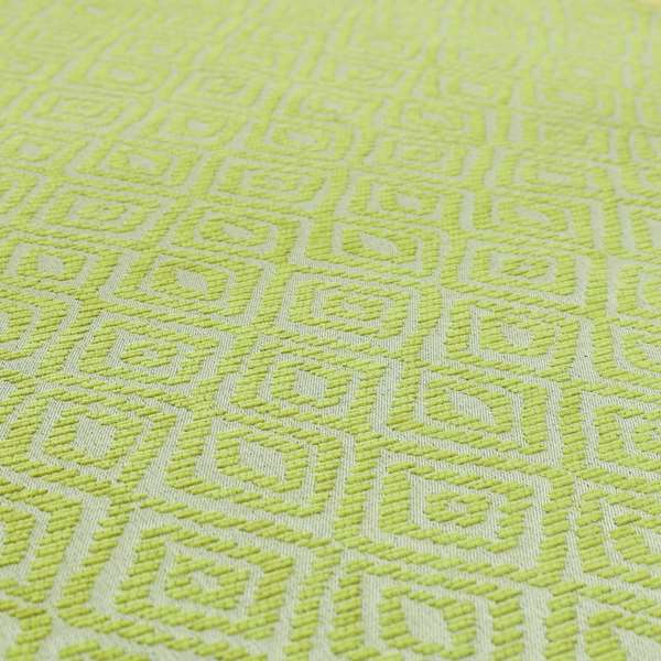 Geometric Diamond Modern Pattern In Green Colour Chenille Upholstery Fabric JO-853 - Roman Blinds