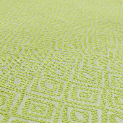 Geometric Diamond Modern Pattern In Green Colour Chenille Upholstery Fabric JO-853 - Made To Measure Curtains