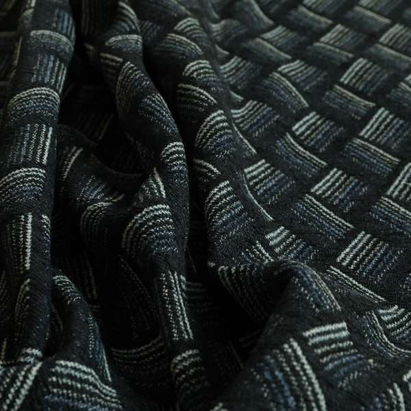 Geometric Modern In Blue Colour Chenille Fabrics JO-854