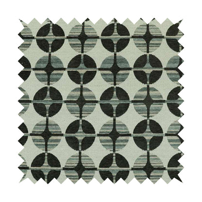 Circular Modern Pattern In Black Grey Colour Chenille Upholstery Fabric JO-855 - Handmade Cushions